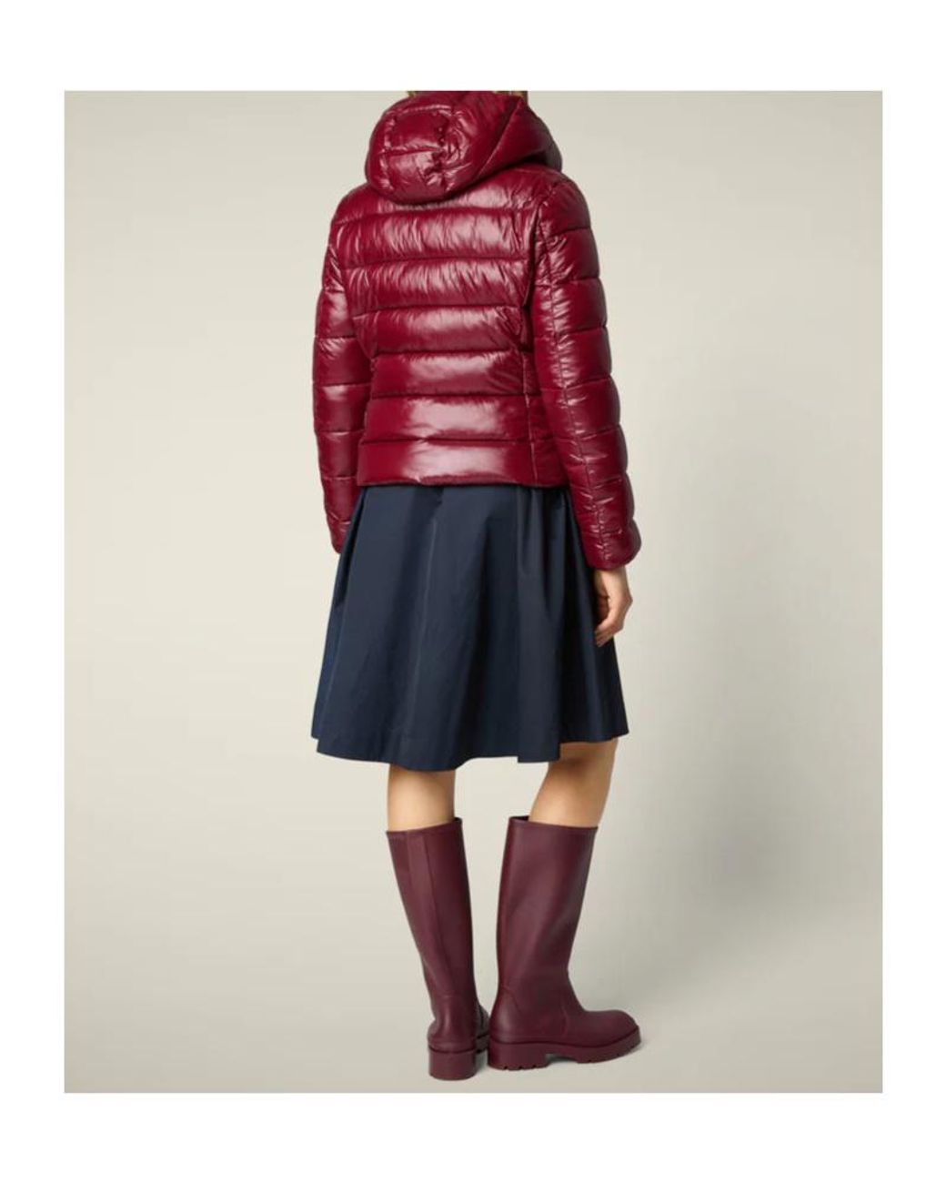 Save The Duck Red Logo Patch Padded Jacket