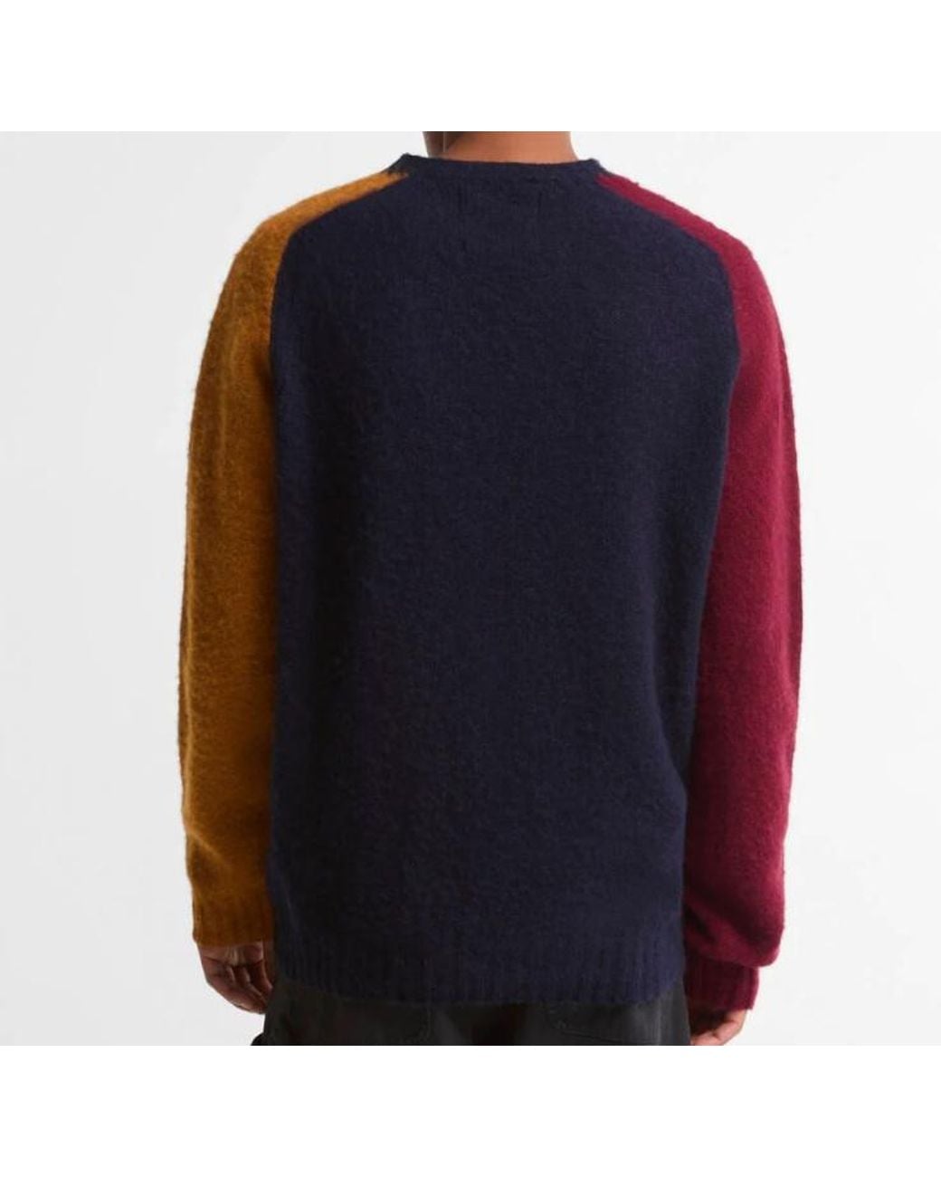Barbour Blue Crew Neck Color Block Knit Sweater for men