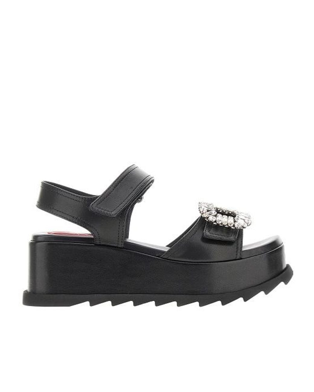 Roger Vivier Black Slidy Viv' Wedge Sandals