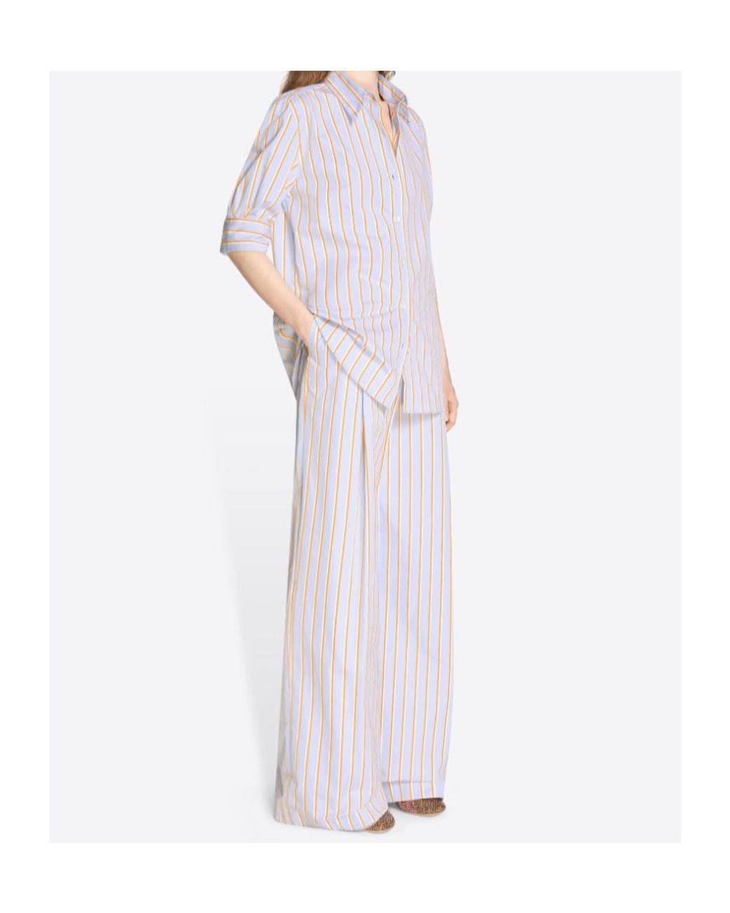 Dries Van Noten Purple Striped Pleated Trousers