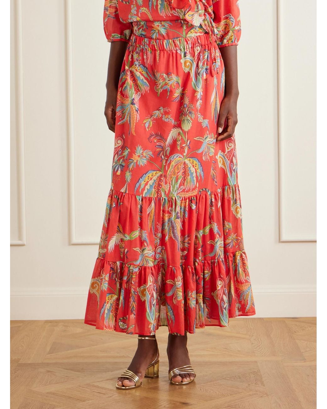 Etro Tiered Printed Cotton Maxi Skirt