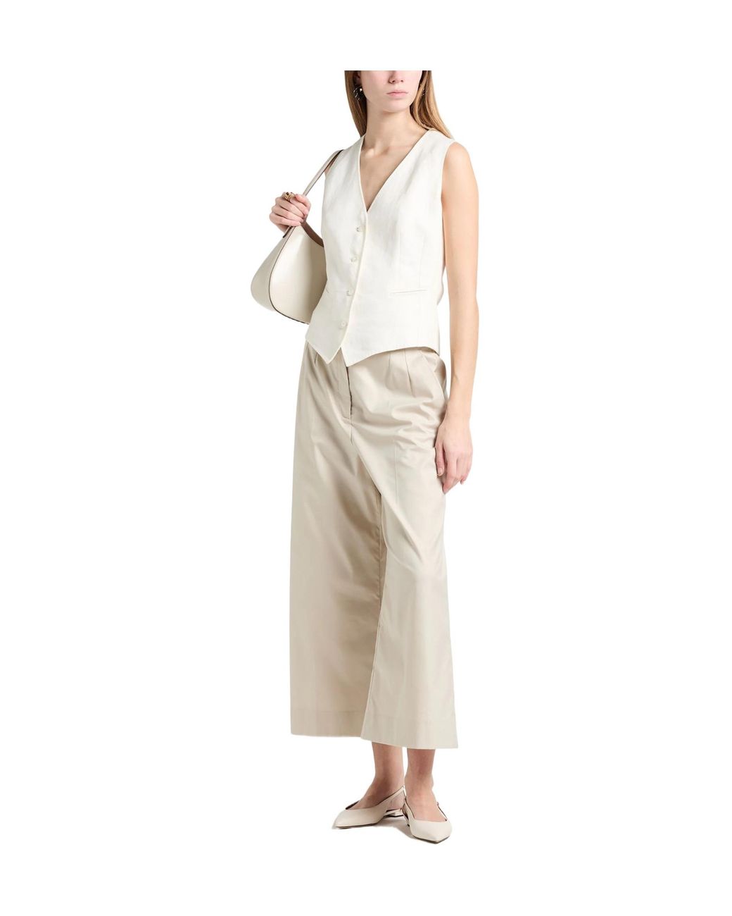 Dolce & Gabbana White Solid Colour Wide-Leg Trousers