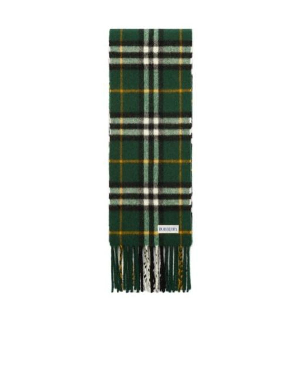 Burberry Green Narrow Check Cashmere Scarf