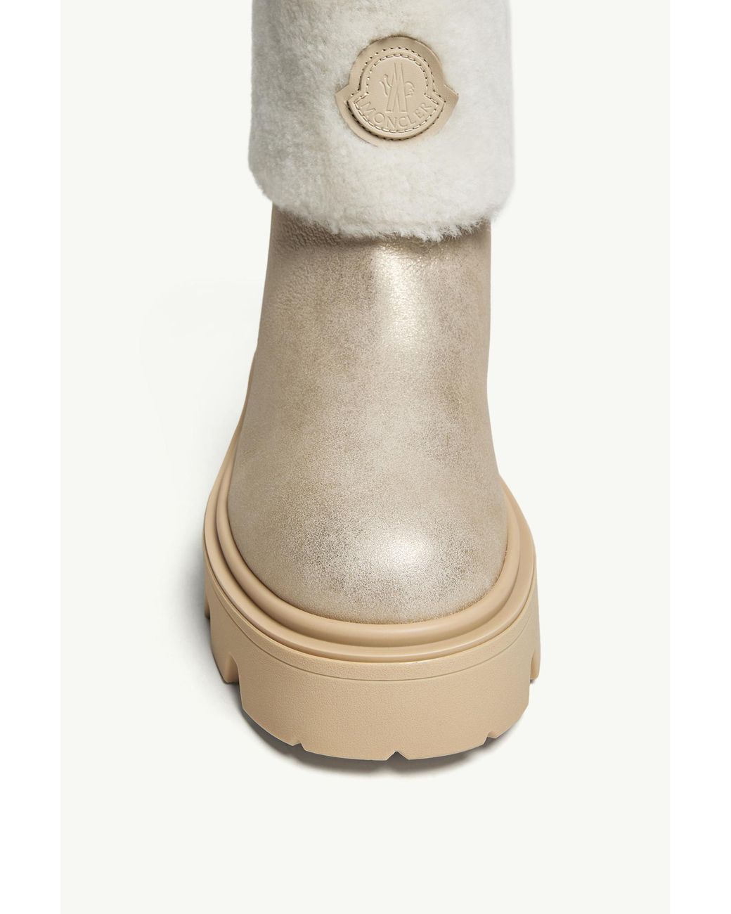 Moncler Natural Aurea Round-Toe Boots