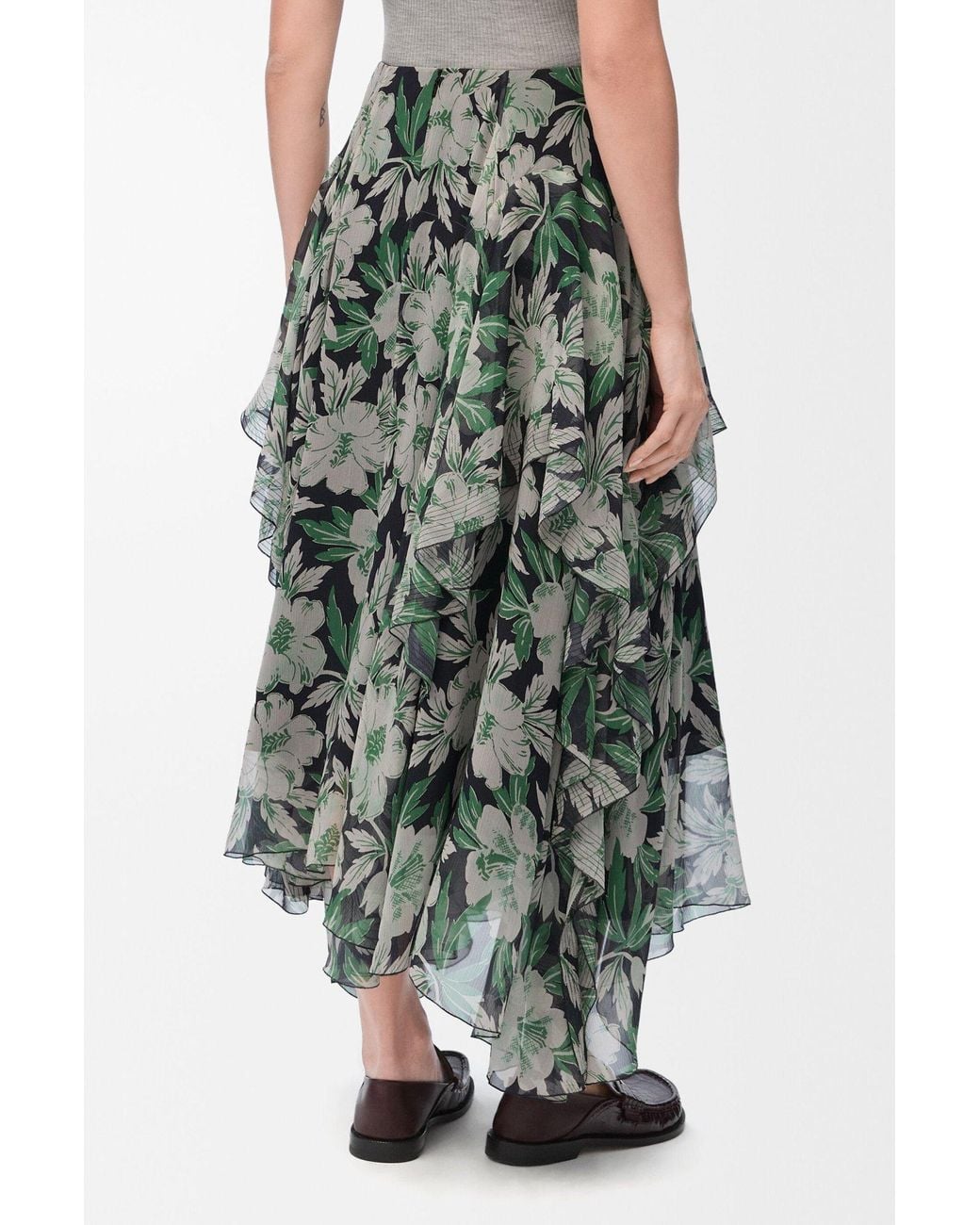Loewe Green Floral Print Skirt