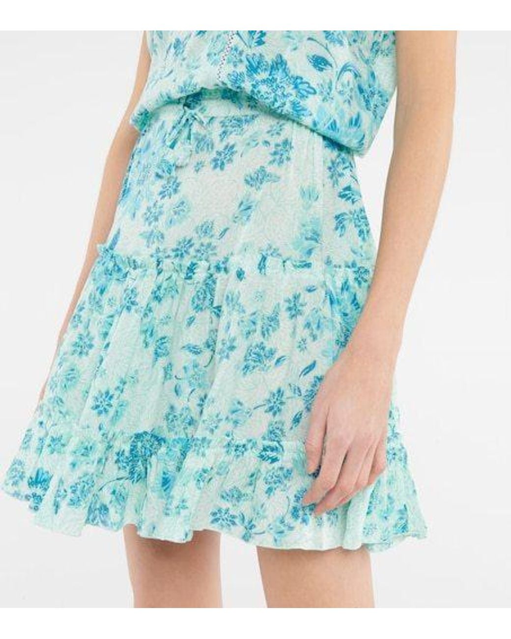 Poupette Blue Clara Tasseled Printed Minidress