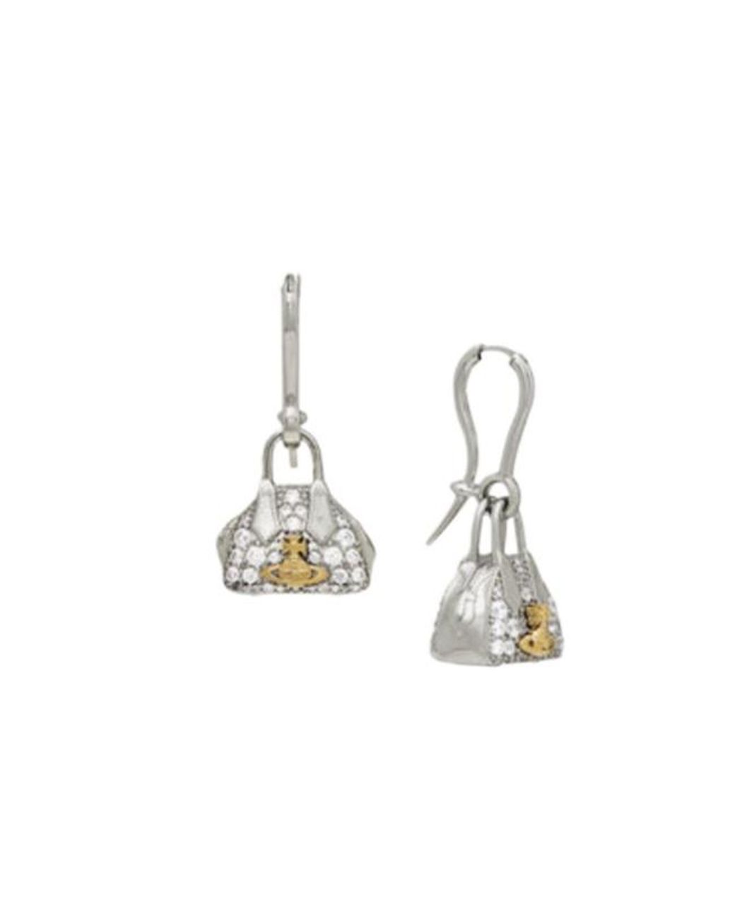 Vivienne Westwood White Yasmine Orb-Plaque Crystal-Embellished Earrings