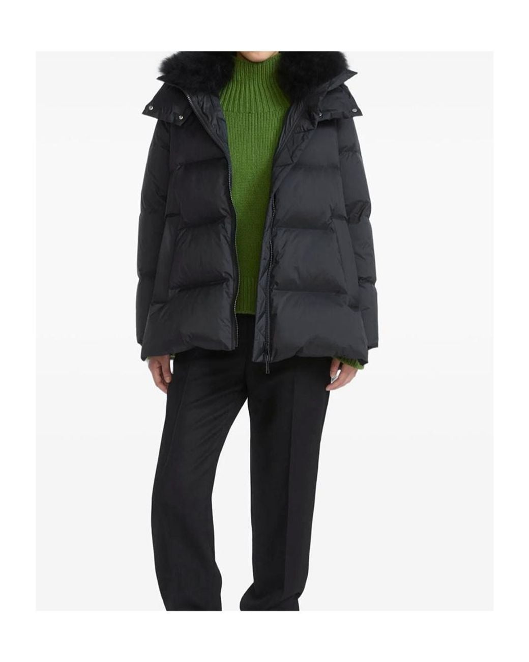 Yves Salomon Black A-Line Jacket