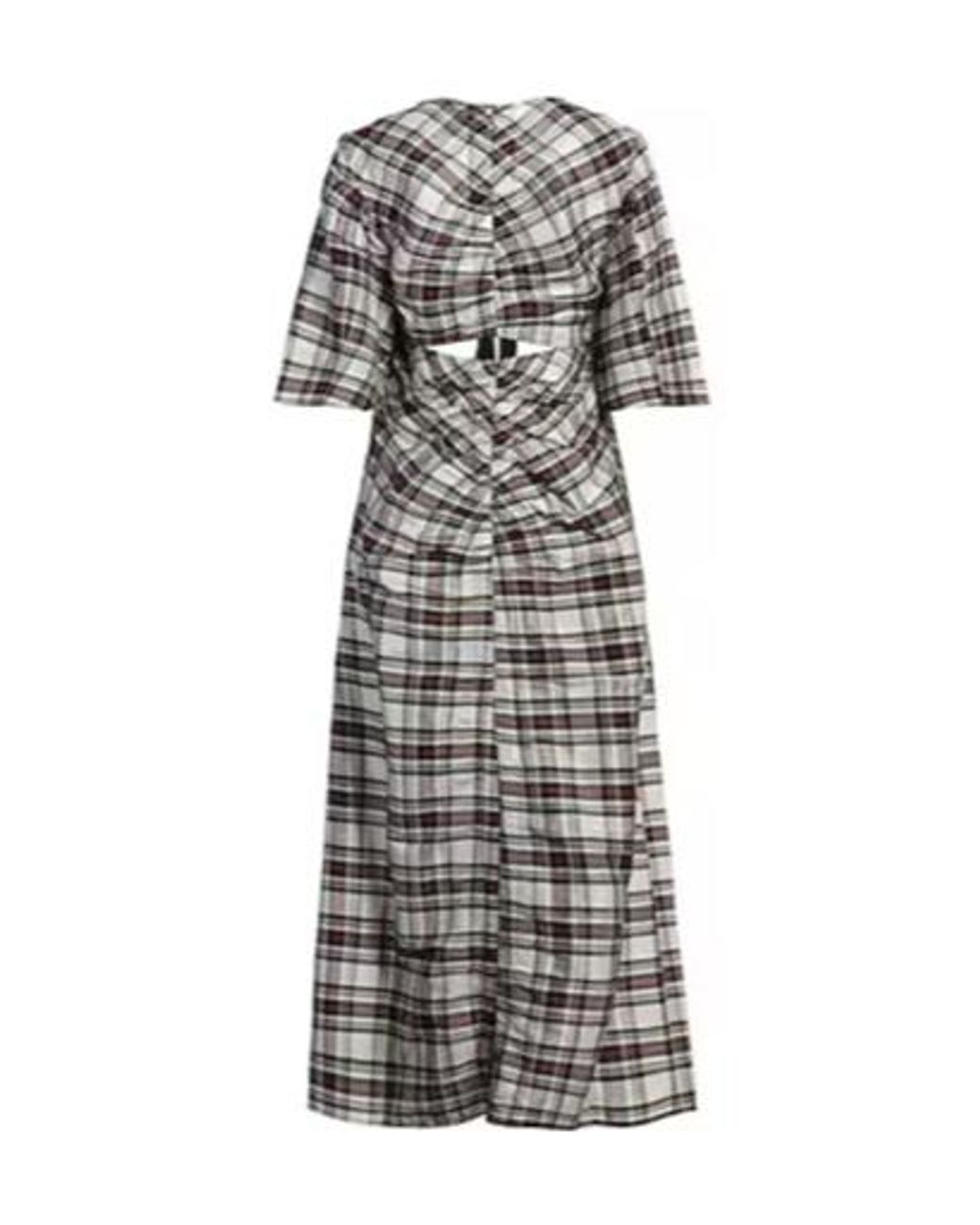 Ganni Gray Plaid Short-Sleeve Dress