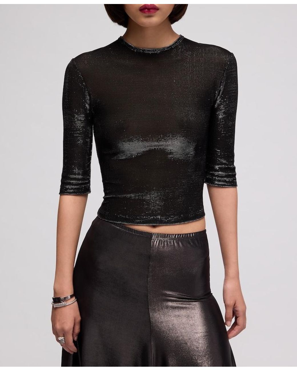 Gucci Black Jersey Top With Iridescent Effect