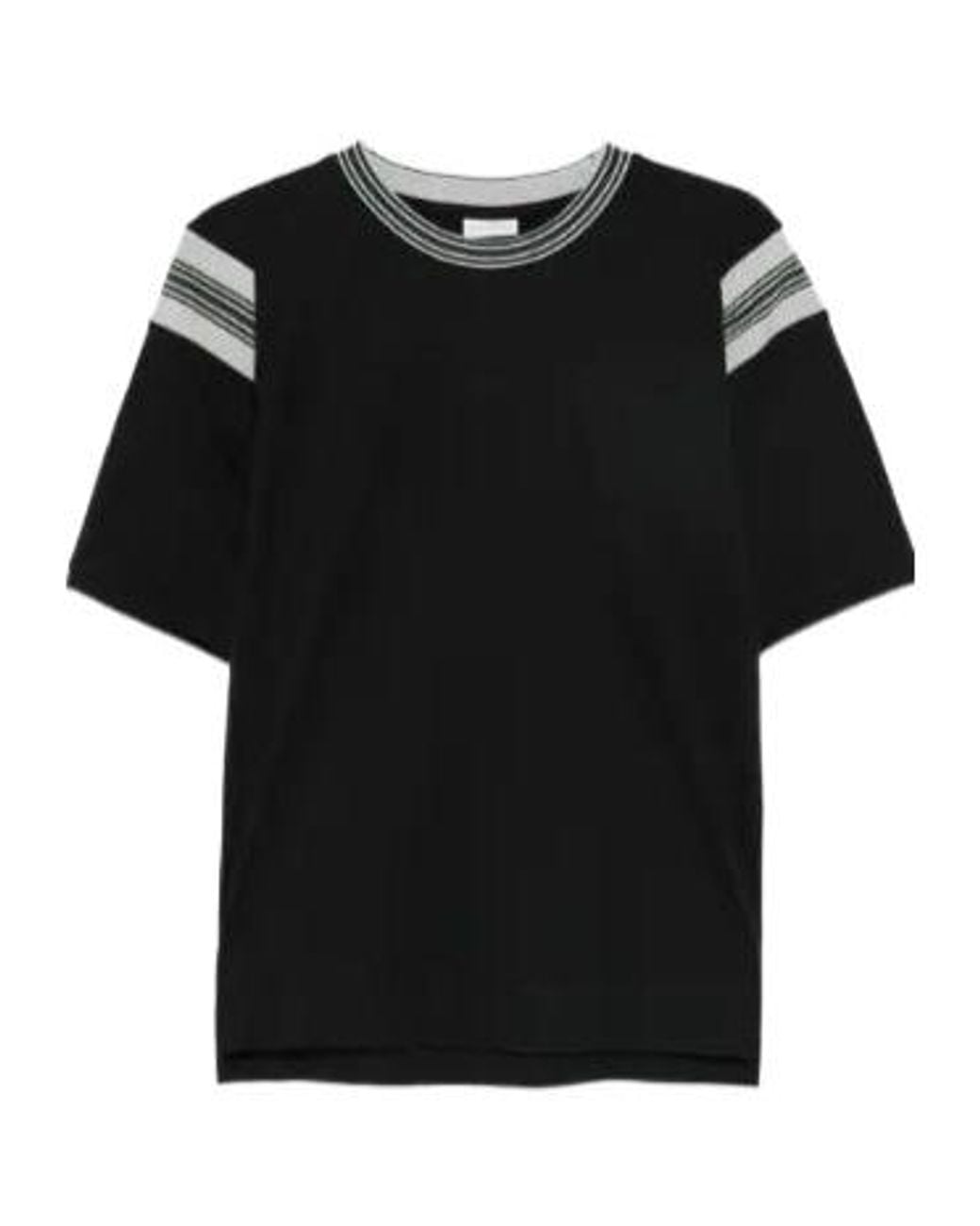 Dries Van Noten Black Stripe Detailed T-Shirt for men