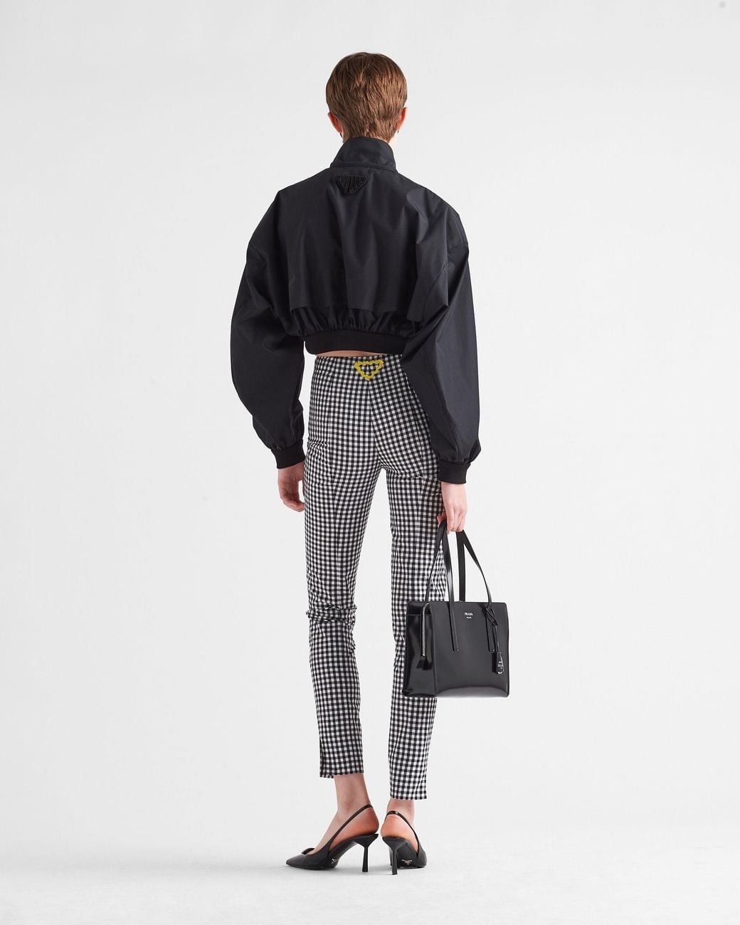 Prada Blue Stretch Gingham Check Pants