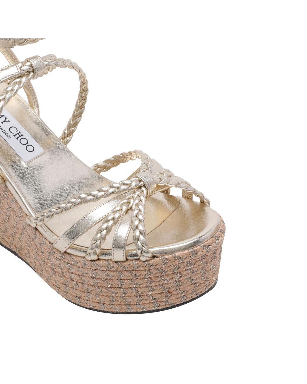 Jimmy Choo Metallic Nyra Braided Platform Heeled Sandals