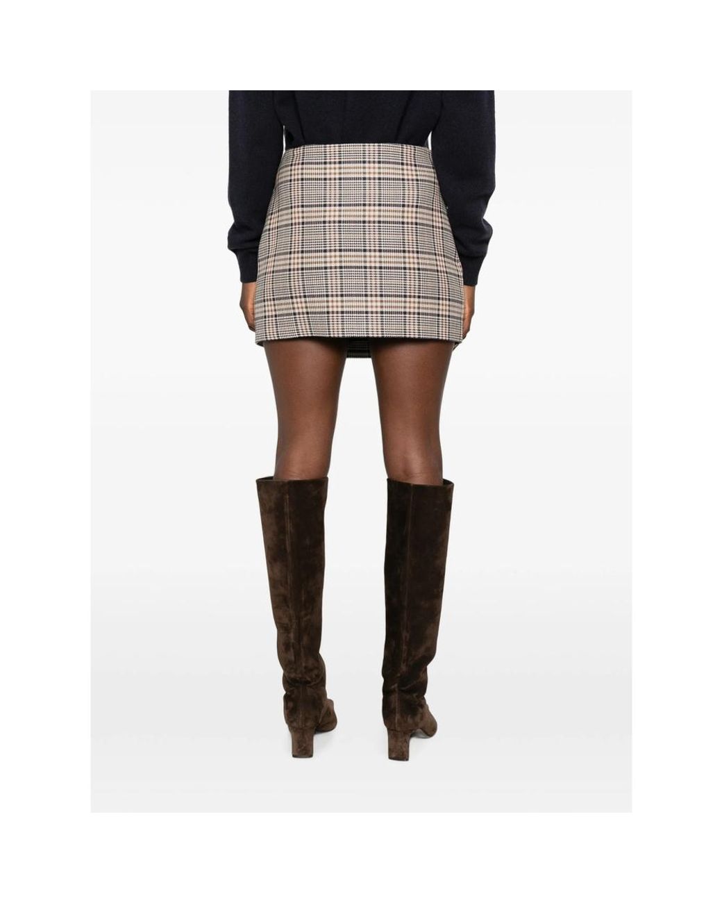 Anine Bing Gray Tierra Checked Mini Skirt