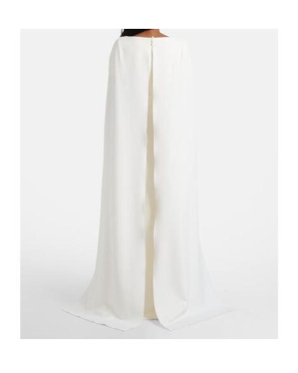 Safiyaa White Yuna Faux Pearl-Embellished Crepe Gown