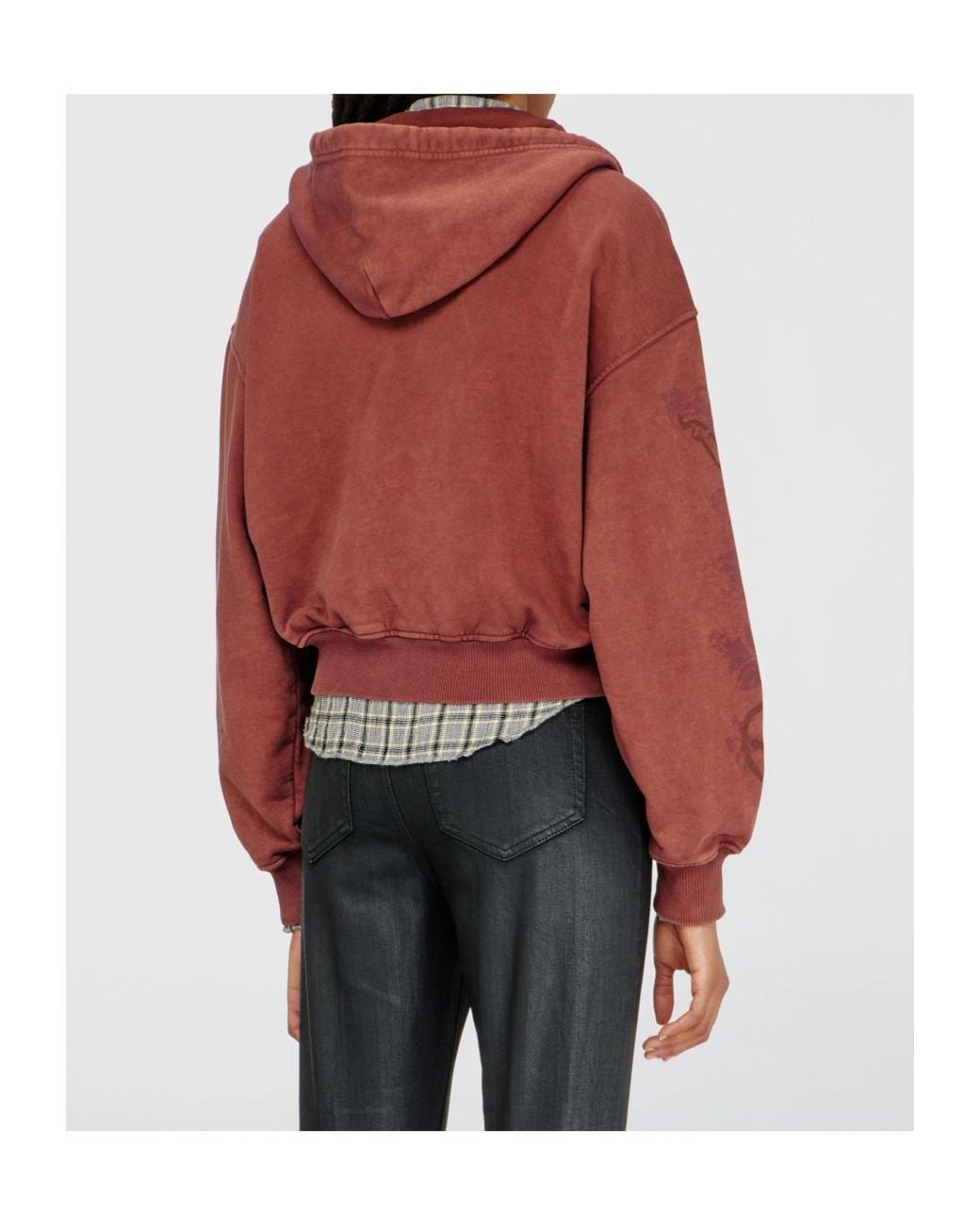 DIESEL Red F-Elycy Cropped Zip Hoodie