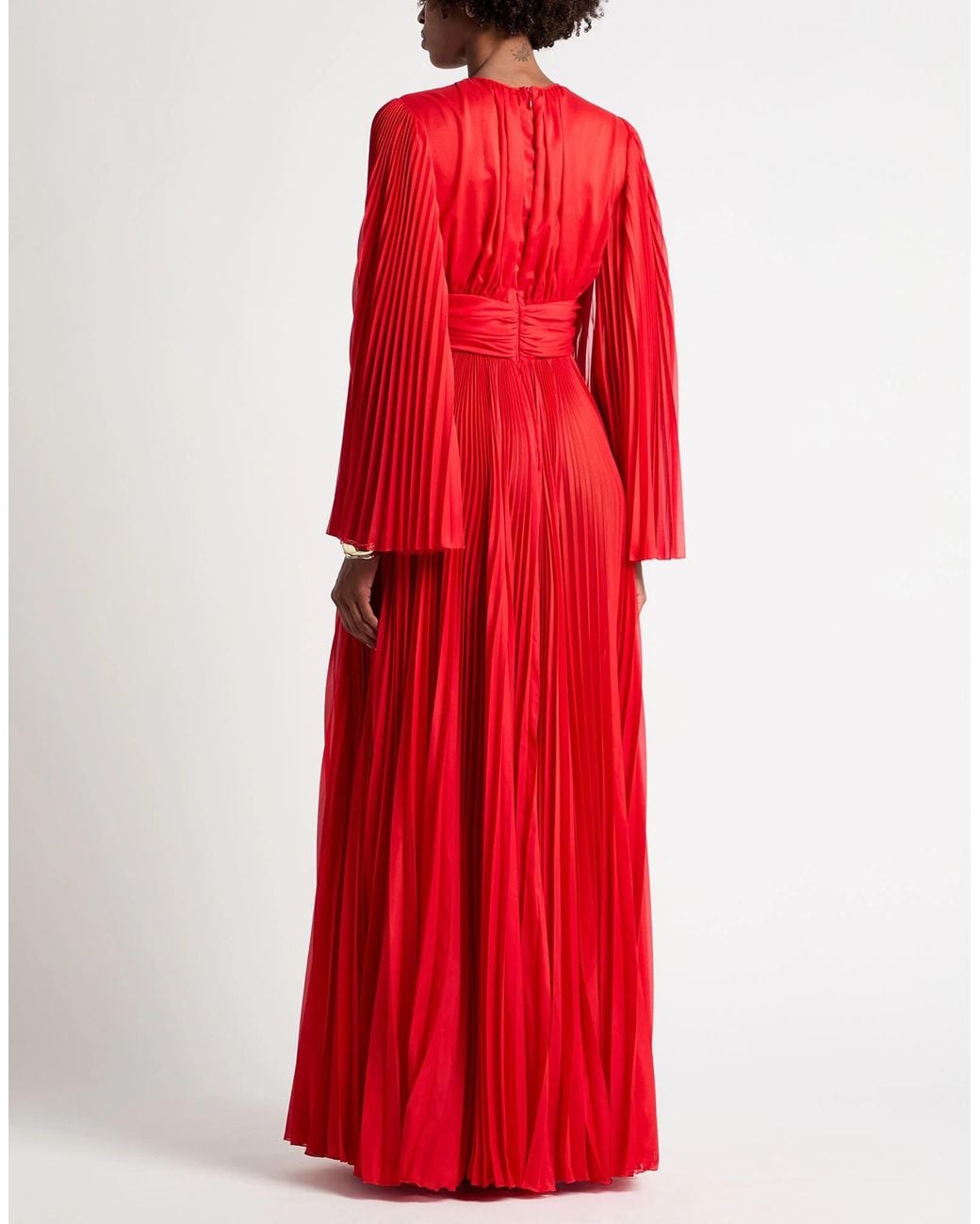 Dolce & Gabbana Red Solid-Color Long-Sleeved Chiffon Dress