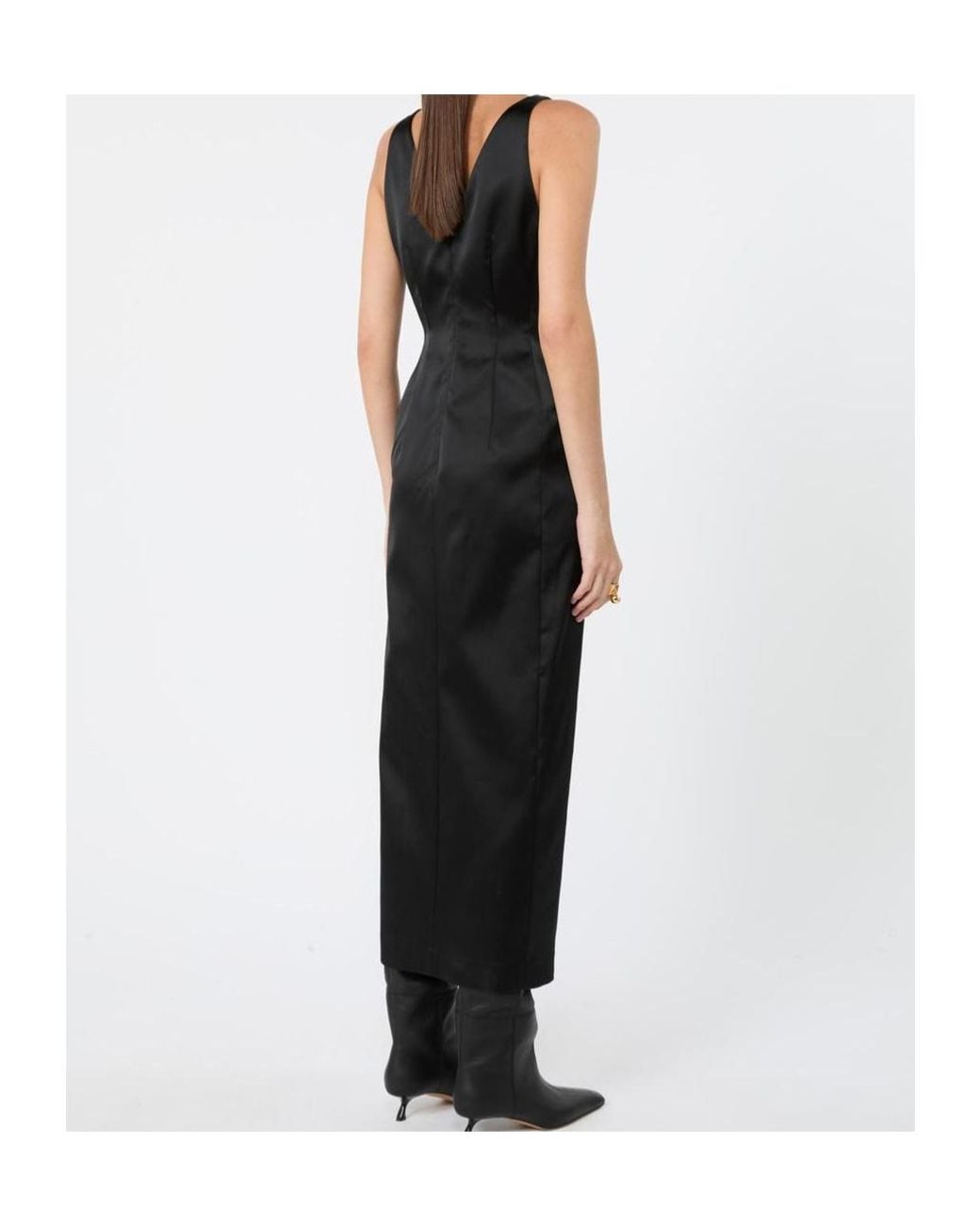 Sportmax Black Long Stretch Satin Dress