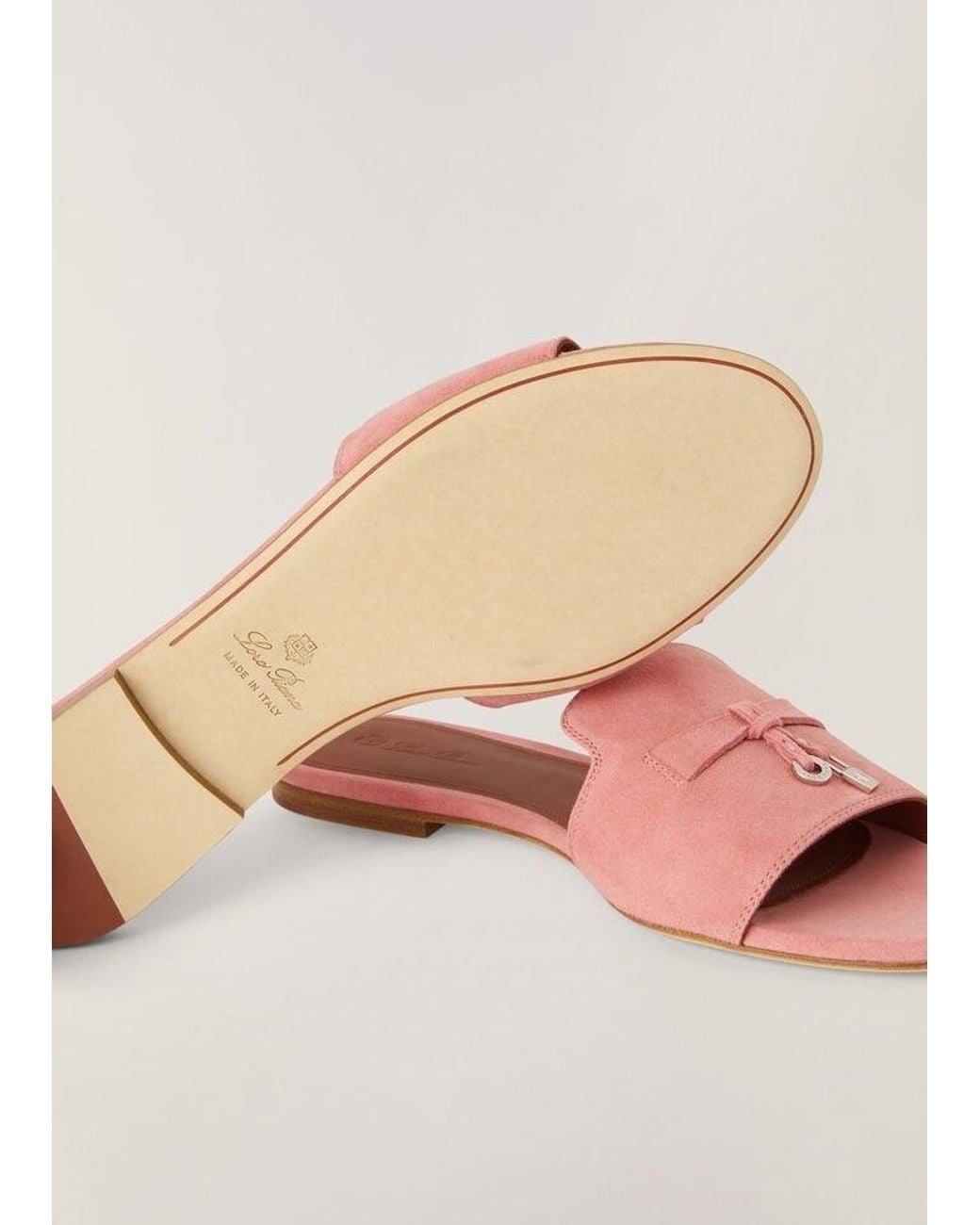 Loro Piana Pink Summer Charms Slipper Flat Slippers