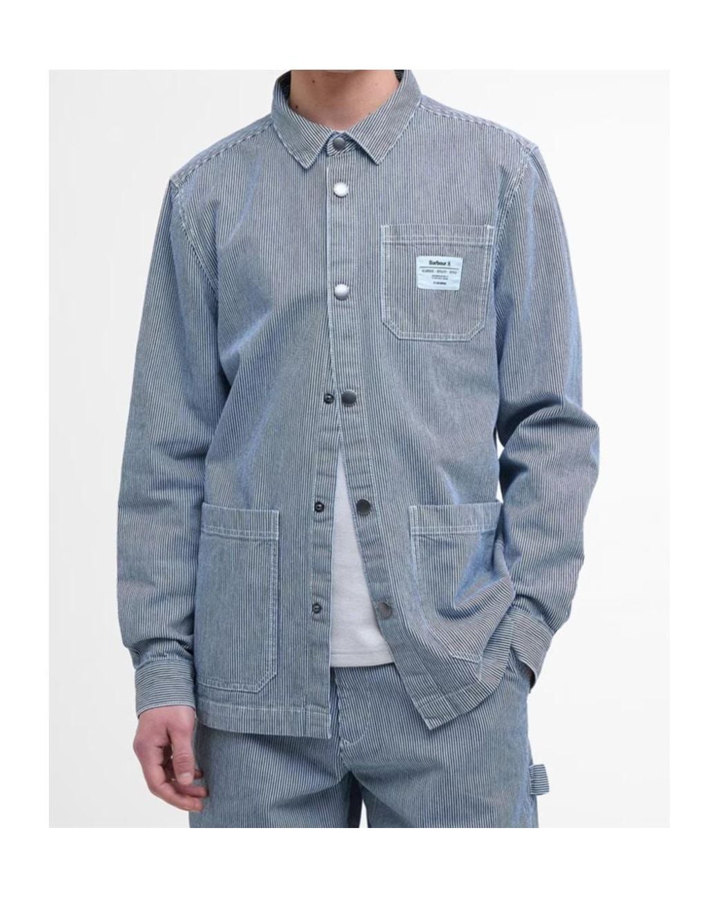 Barbour Blue Tindale Striped Overshirt for men