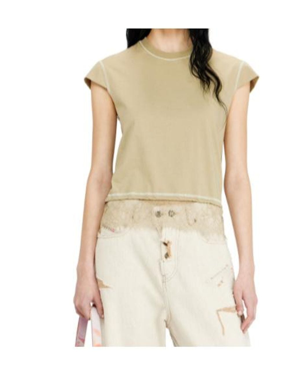 DIESEL Natural T-Luna Lace-Trim Top