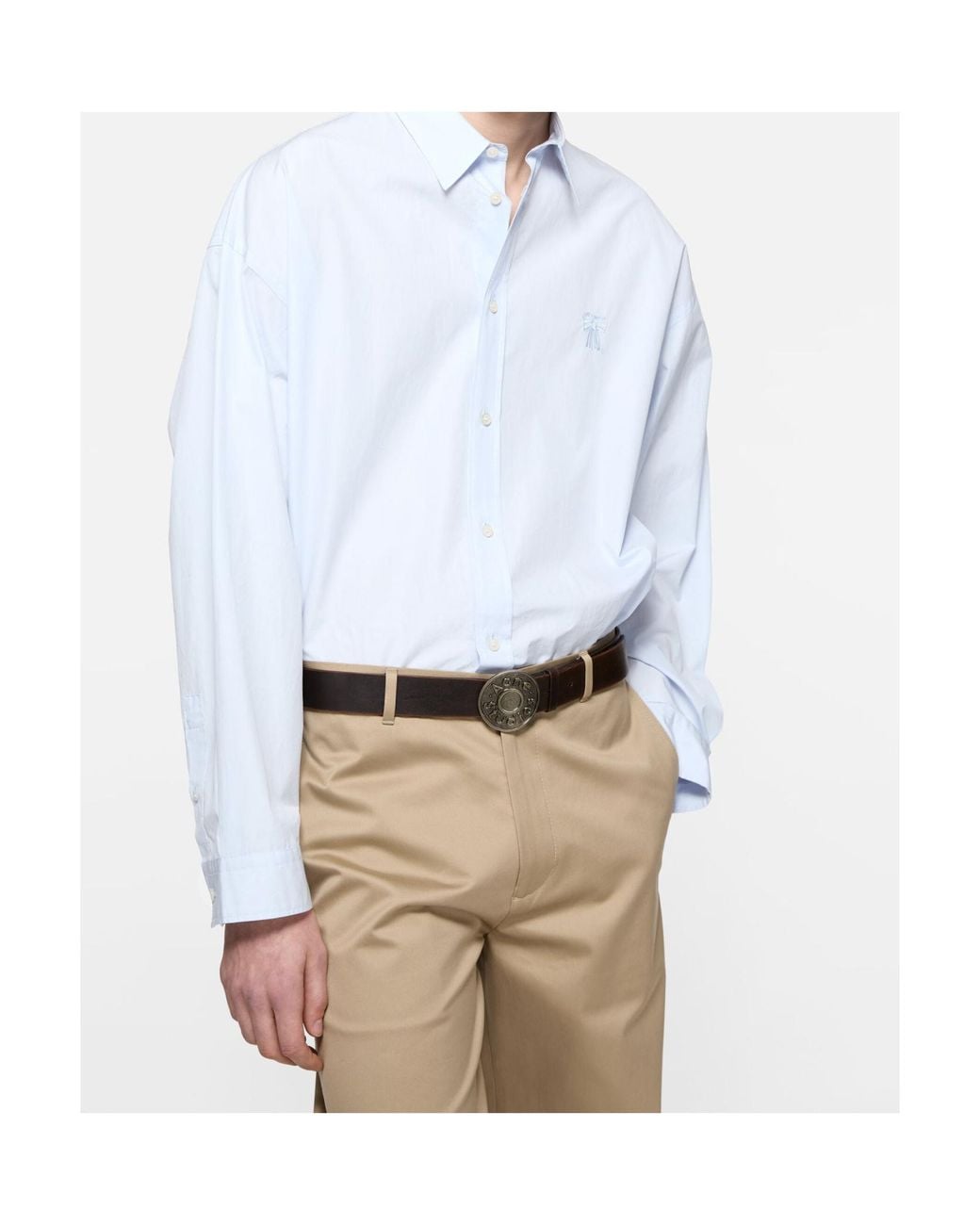 Acne Blue Logo Embroidered Button-Up Shirt for men