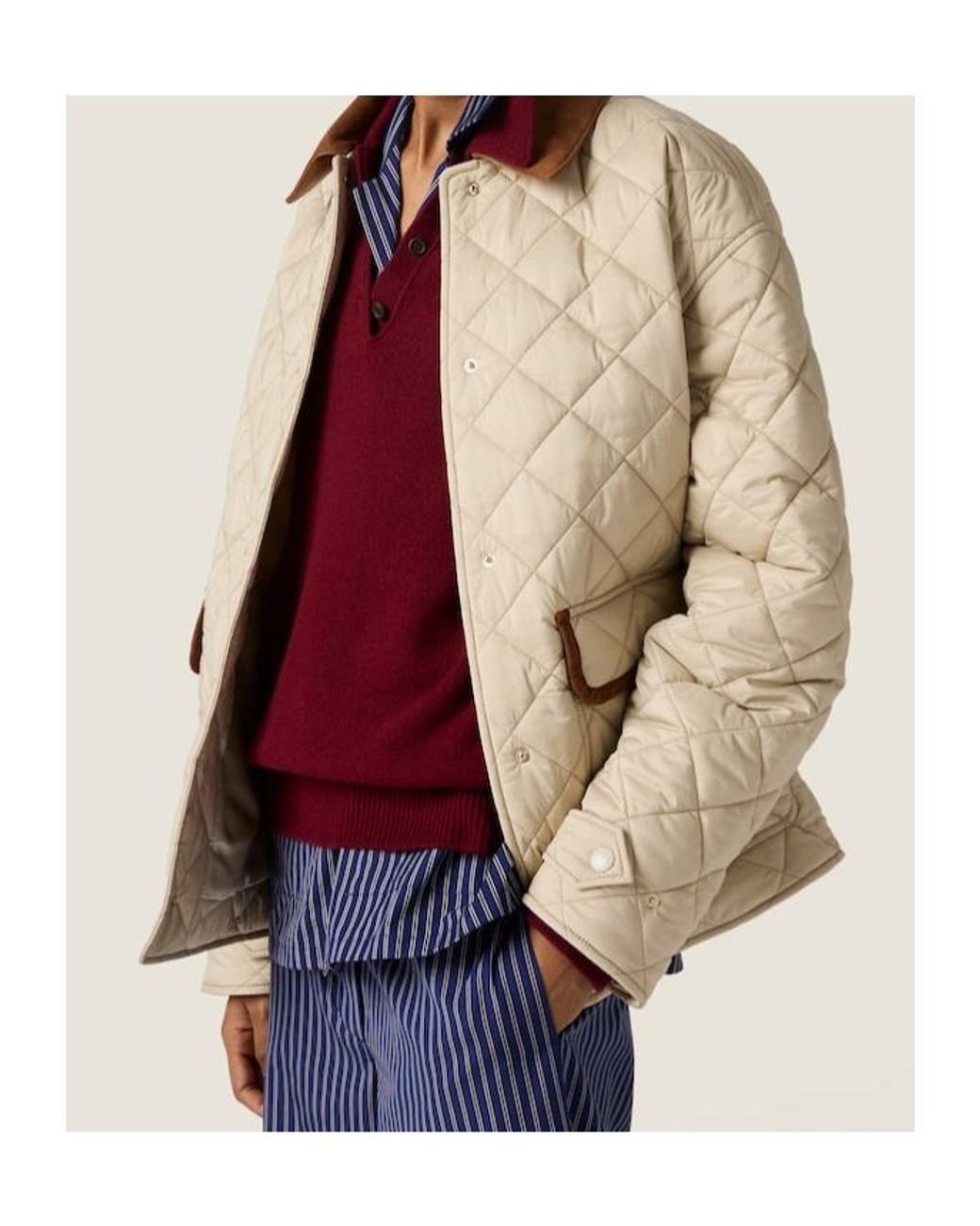 Miu Miu Natural Quilted Button-Up Jacket