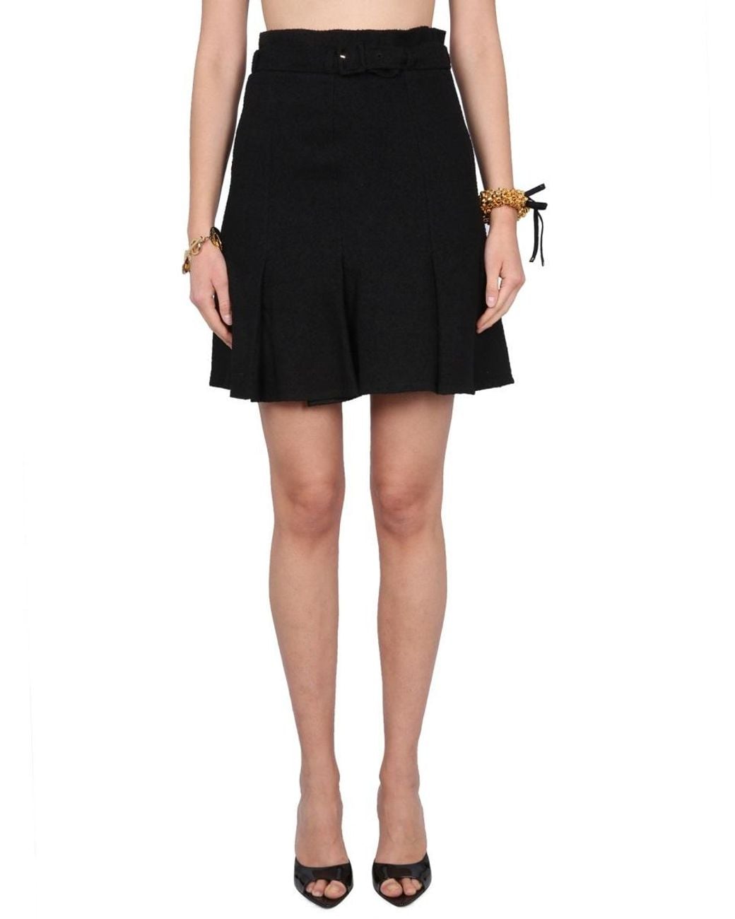 Patou Black Pleated A-Line Skirt