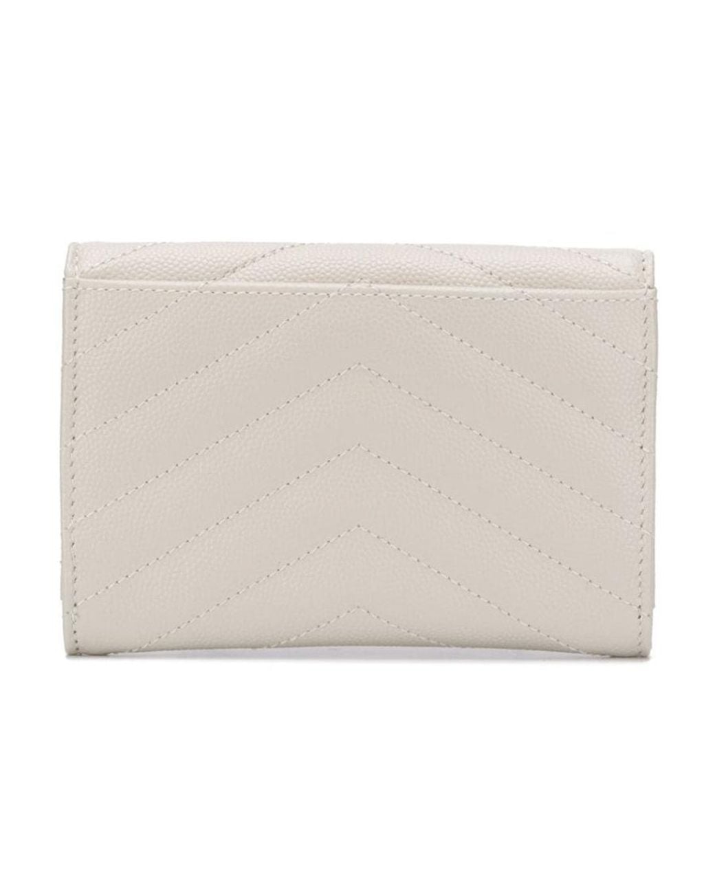 Saint Laurent White Cassandre Matelassé Small Envelope Wallet