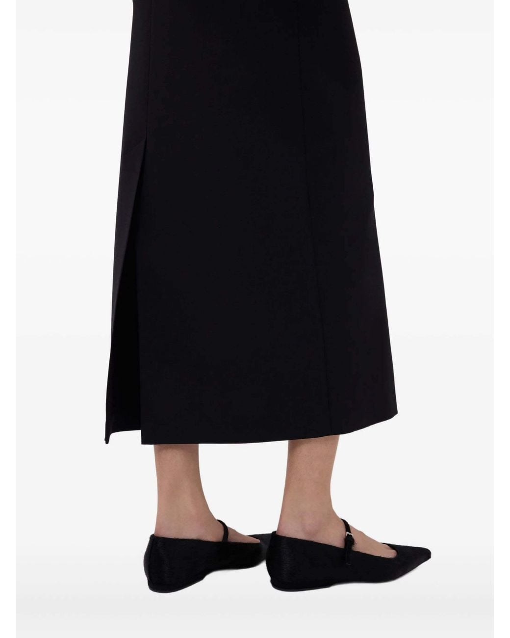 Loulou de Saison Black Straight-Fit Skirt With A Back Slit