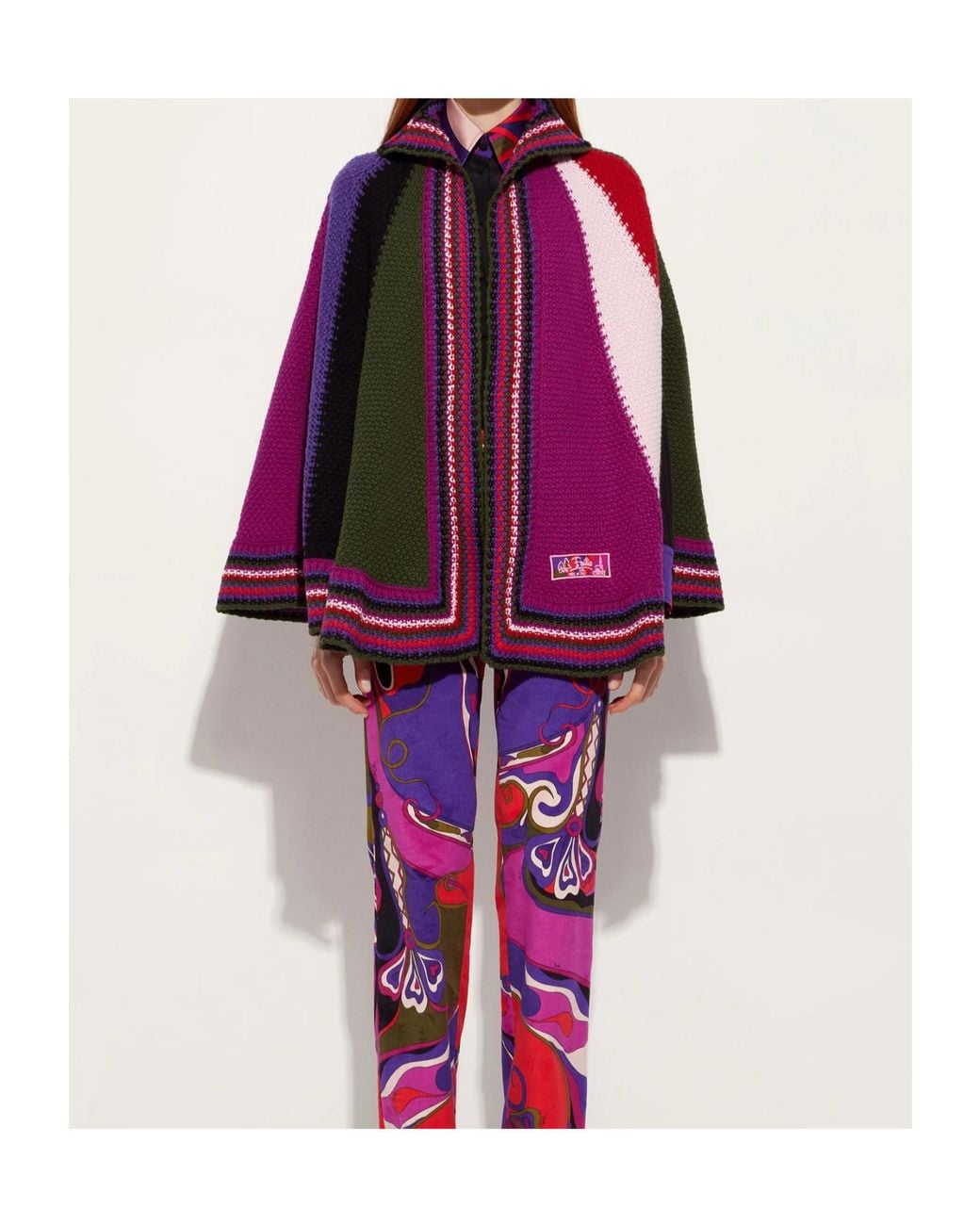 Emilio Pucci Red Pucci Color Block Large Cape