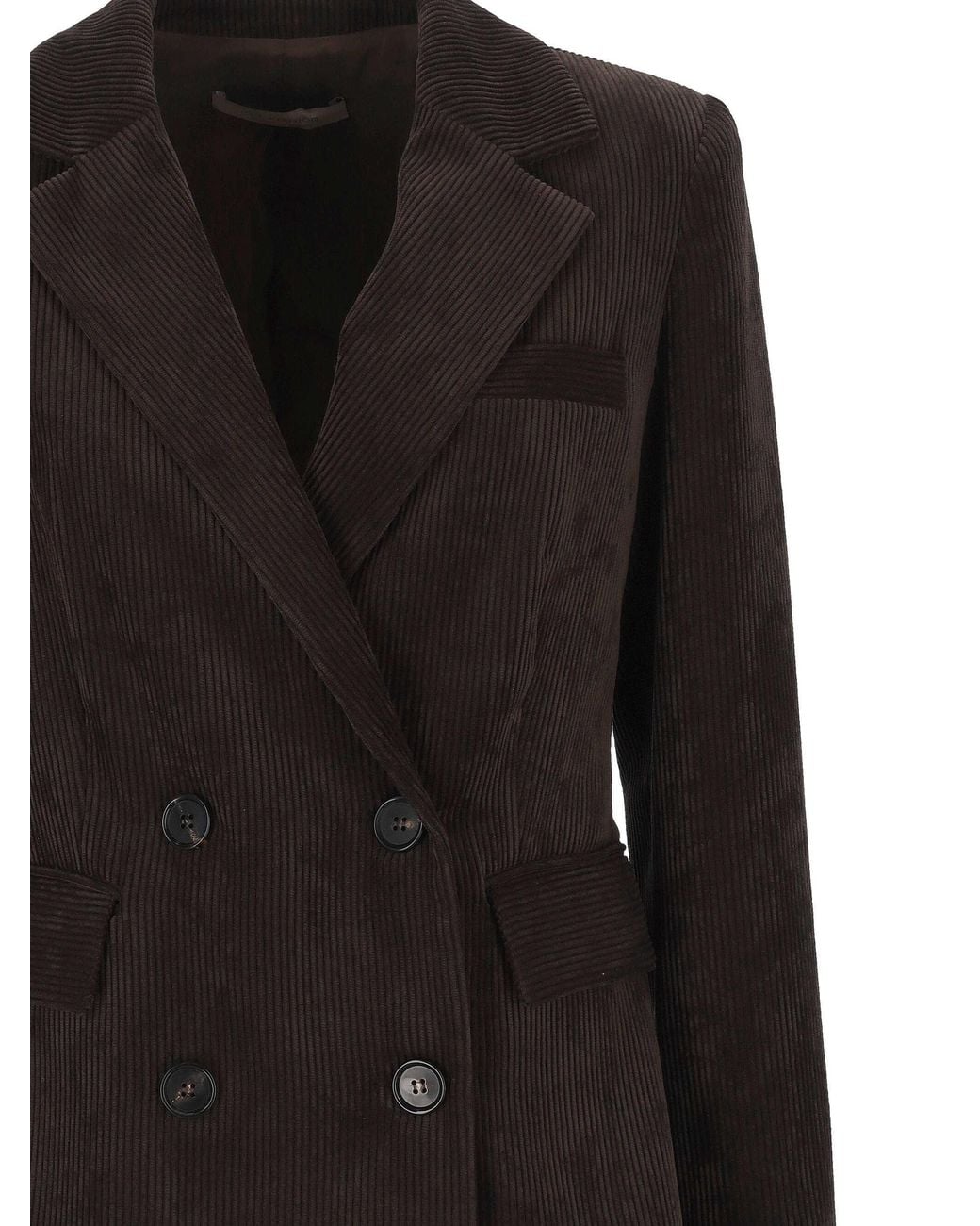 D.exterior Black Corduroy Double-Breasted Blazer