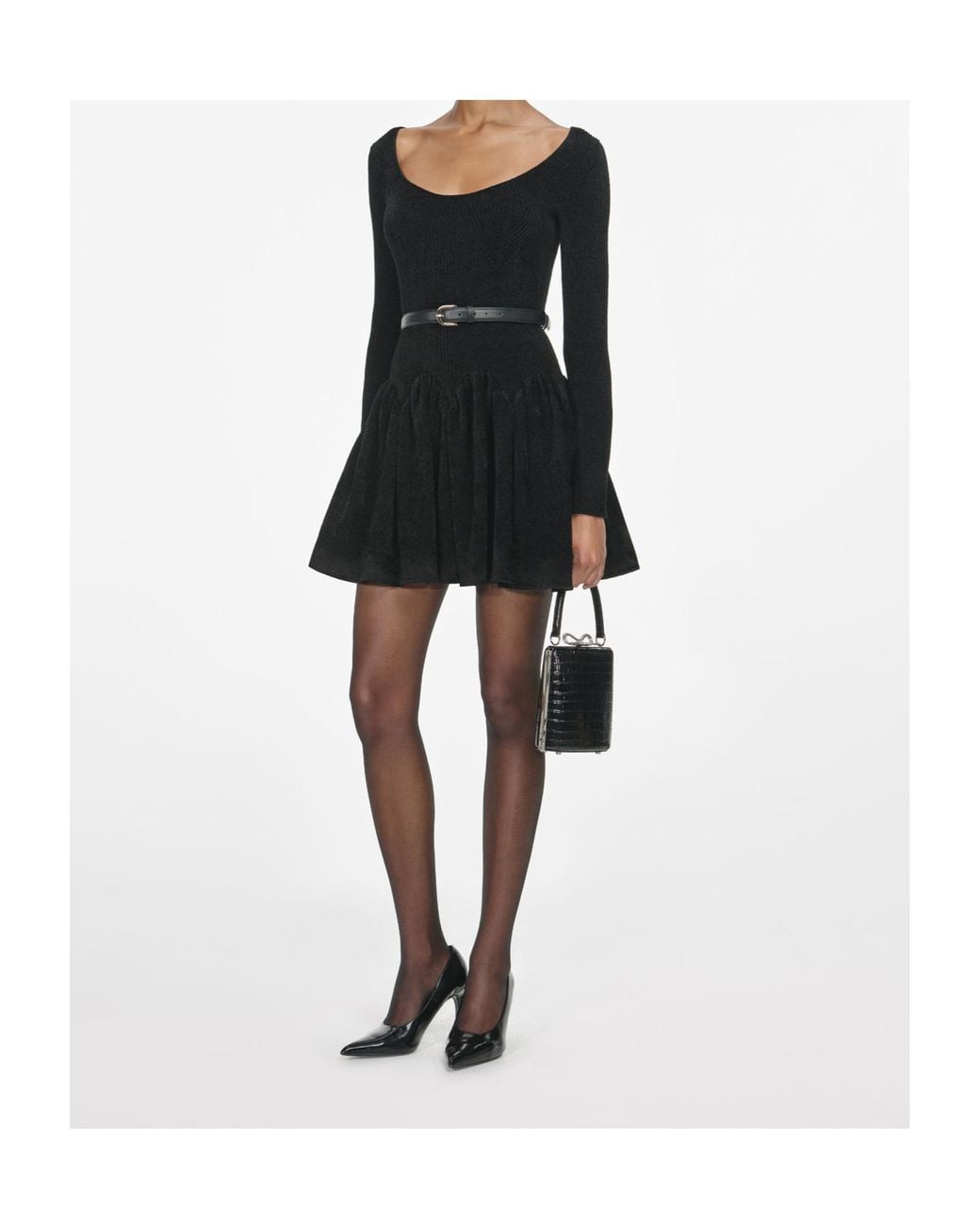 Self-Portrait Black Chenille Knit Mini Dress