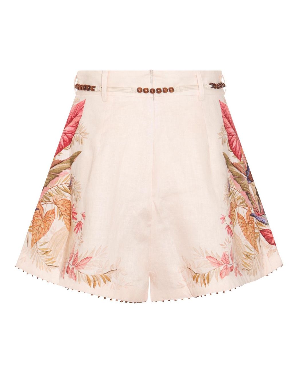 Zimmermann Natural Ascension Tuck Palm Floral Printed Shorts