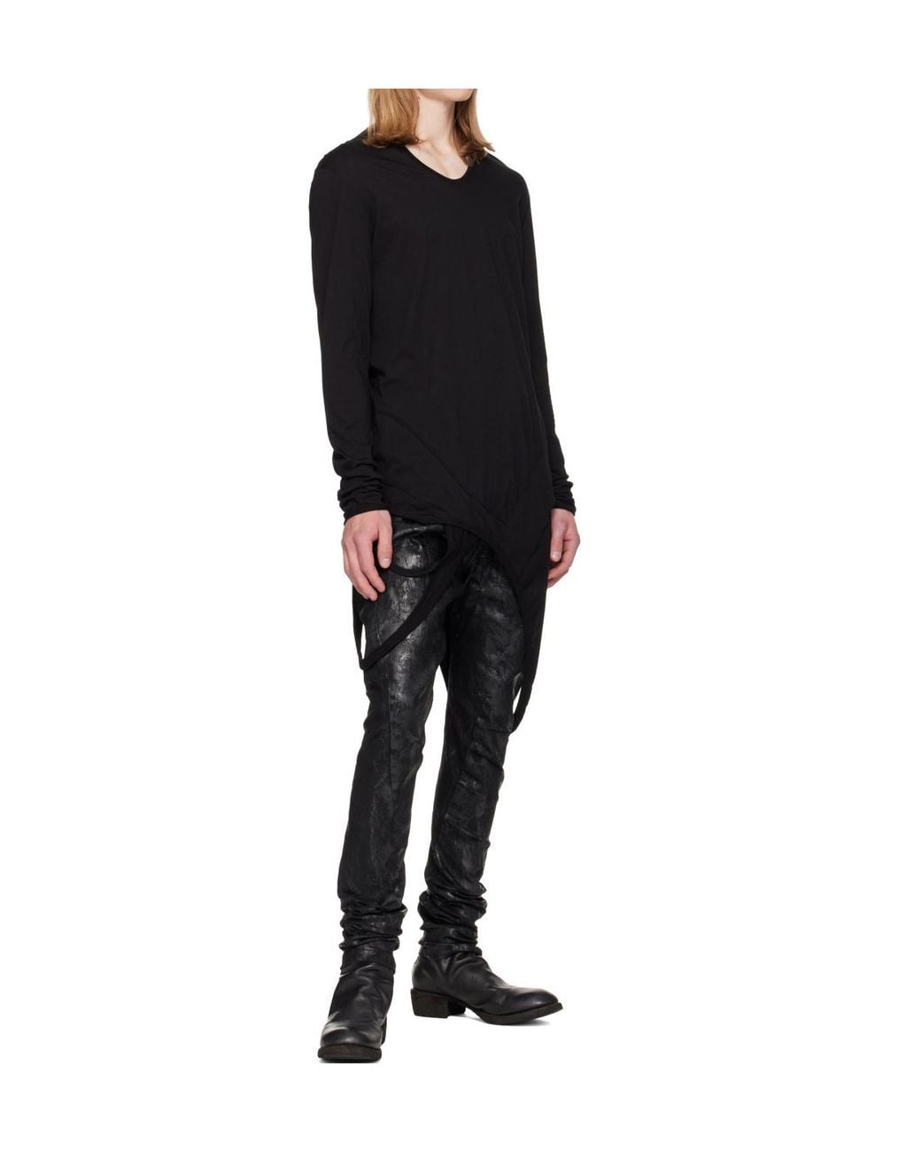 Julius Black Coated Jeans for men