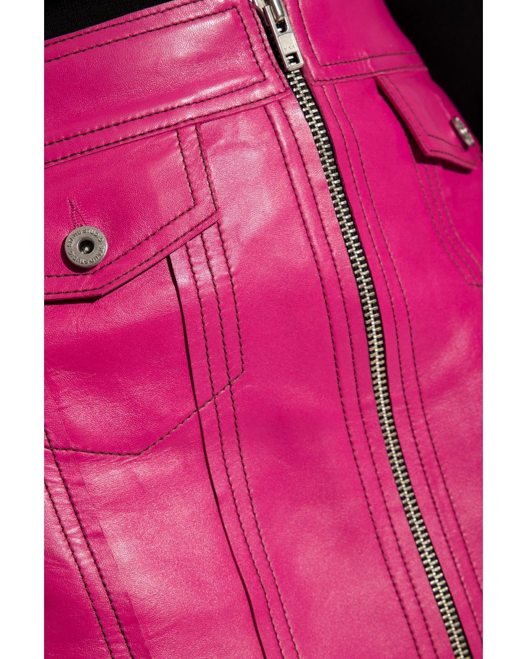 Stand Studio Pink Kaelyn Zipped Leather Skirt