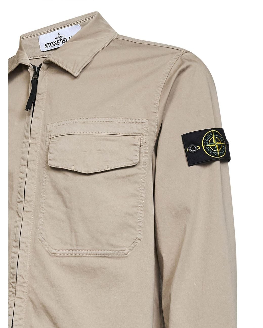 Stone Island Natural Stretch Organic Cotton Satin Overshirt for men