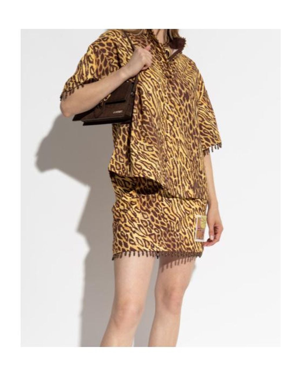 Zimmermann Natural Coco Leopard Printed Beaded Fringe Shirt