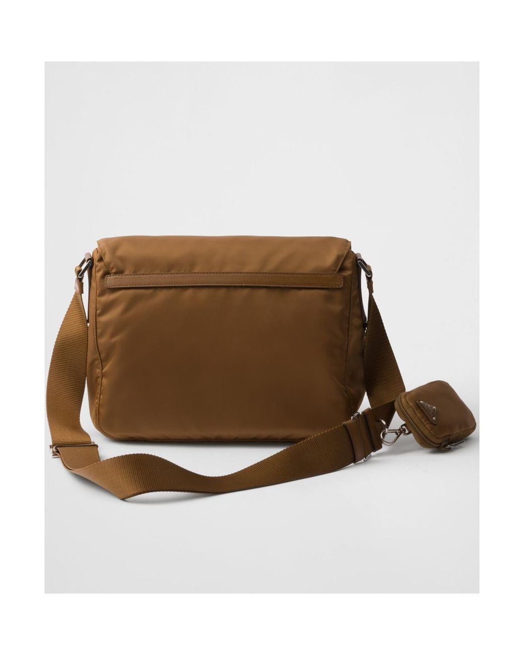 Prada Brown Logo Patch Zip-Up Shoulder Bag