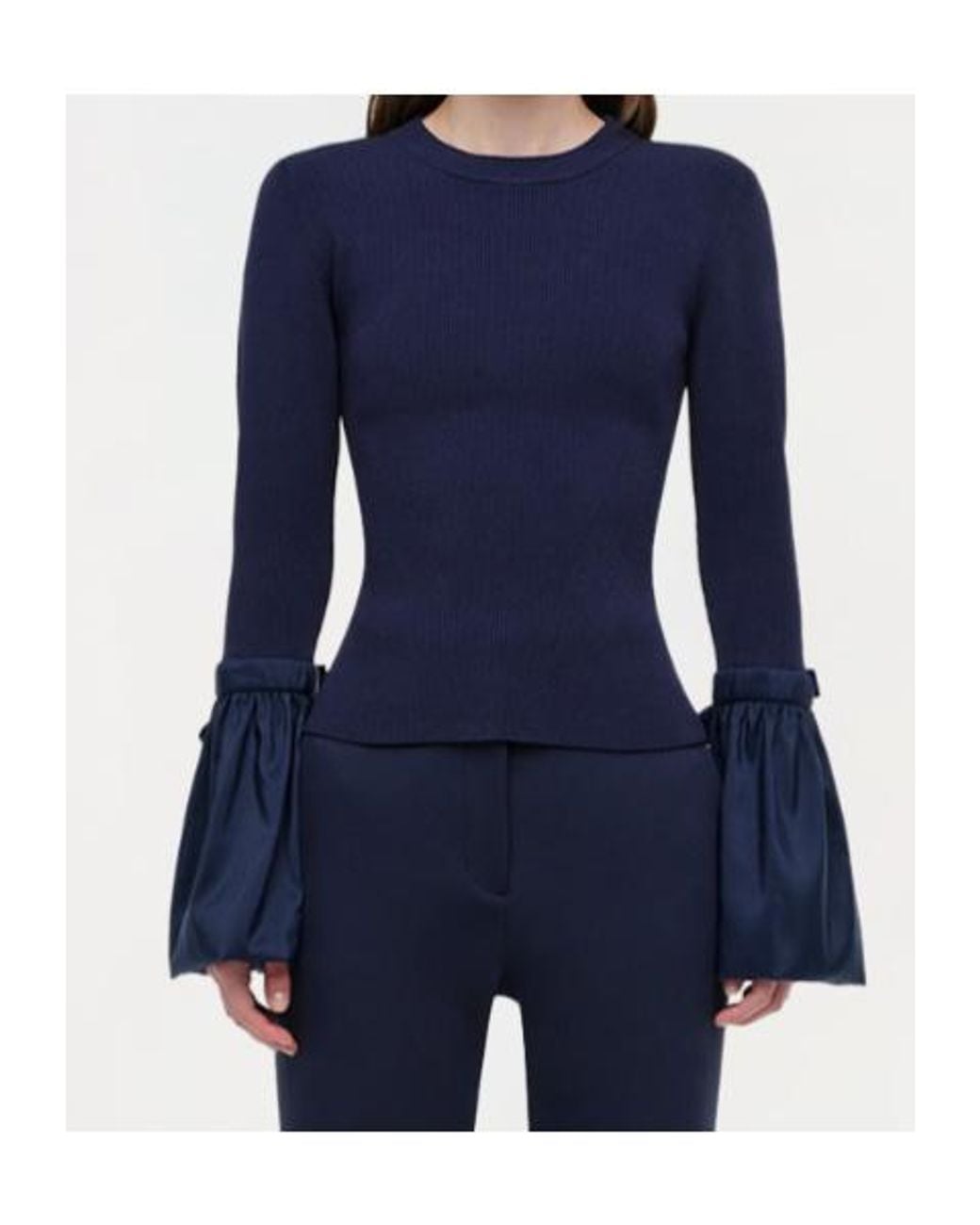 Jonathan Simkhai Blue Agata Taffeta Knitted Top