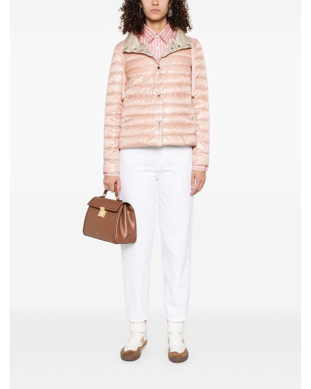 Herno Natural Quilted High-Neck Reversible Coat
