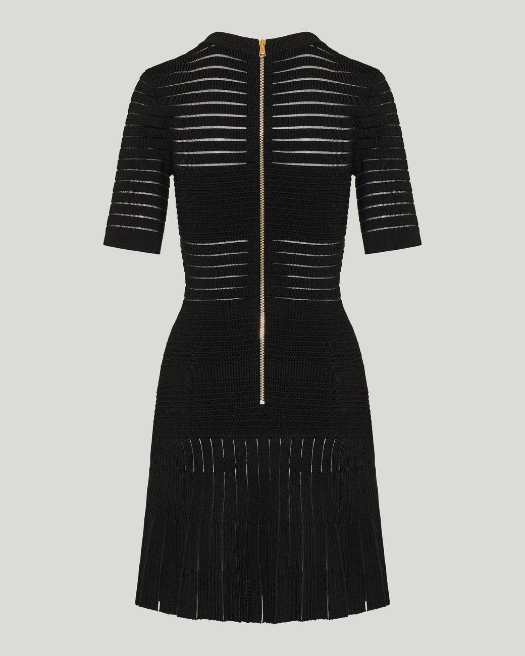 Balmain Black Sheer-Panel V-Neck Mini Dress