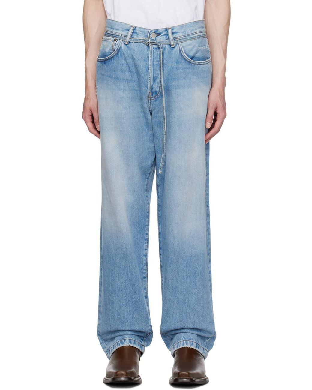 Acne Blue Loose Fit Straight Leg Jeans for men