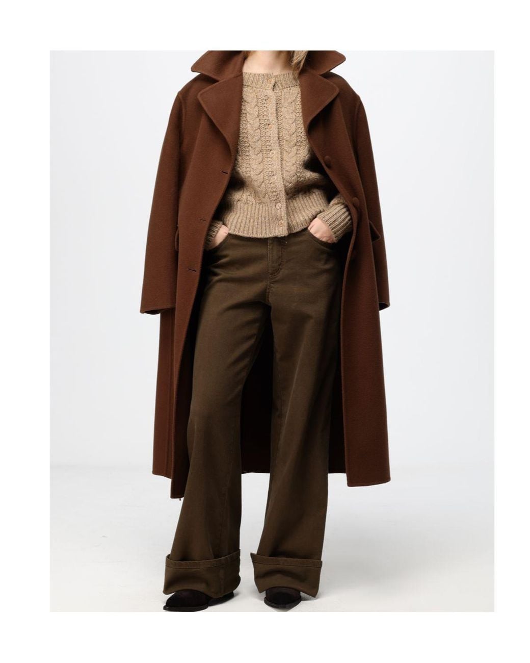 Ermanno Scervino Brown Single-Breasted Flap-Pocket Coat