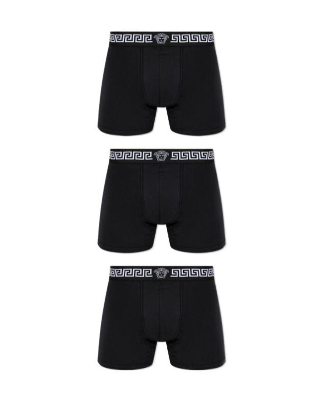 Versace Black Three-Pack Greca Boxer Briefs for men