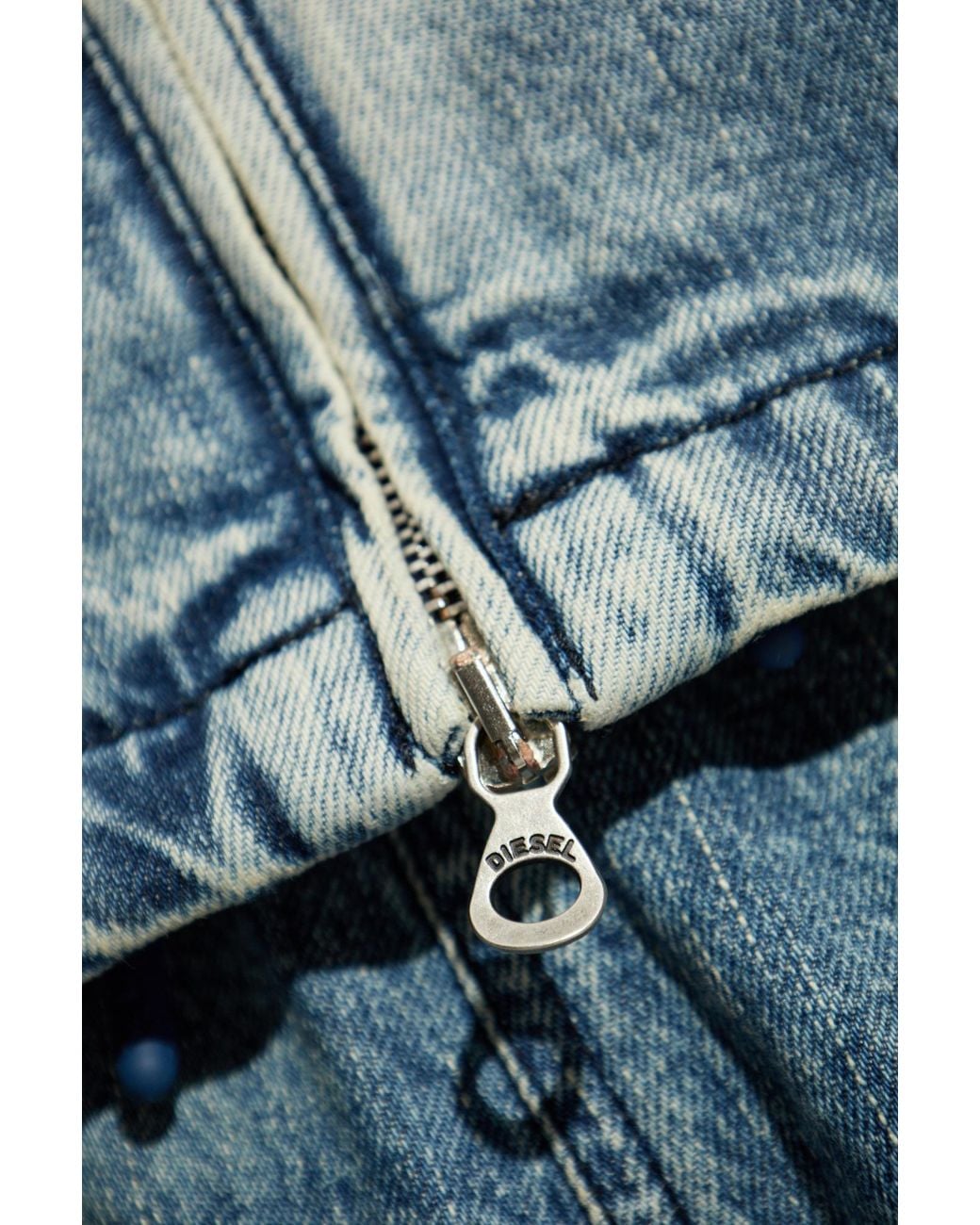 DIESEL Blue Logo Embroidered Denim Jacket for men