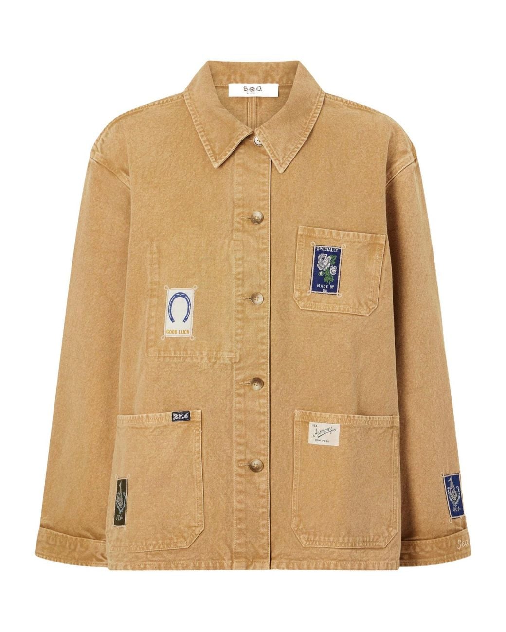 Sea Natural Patch-Detailed Denim Jacket