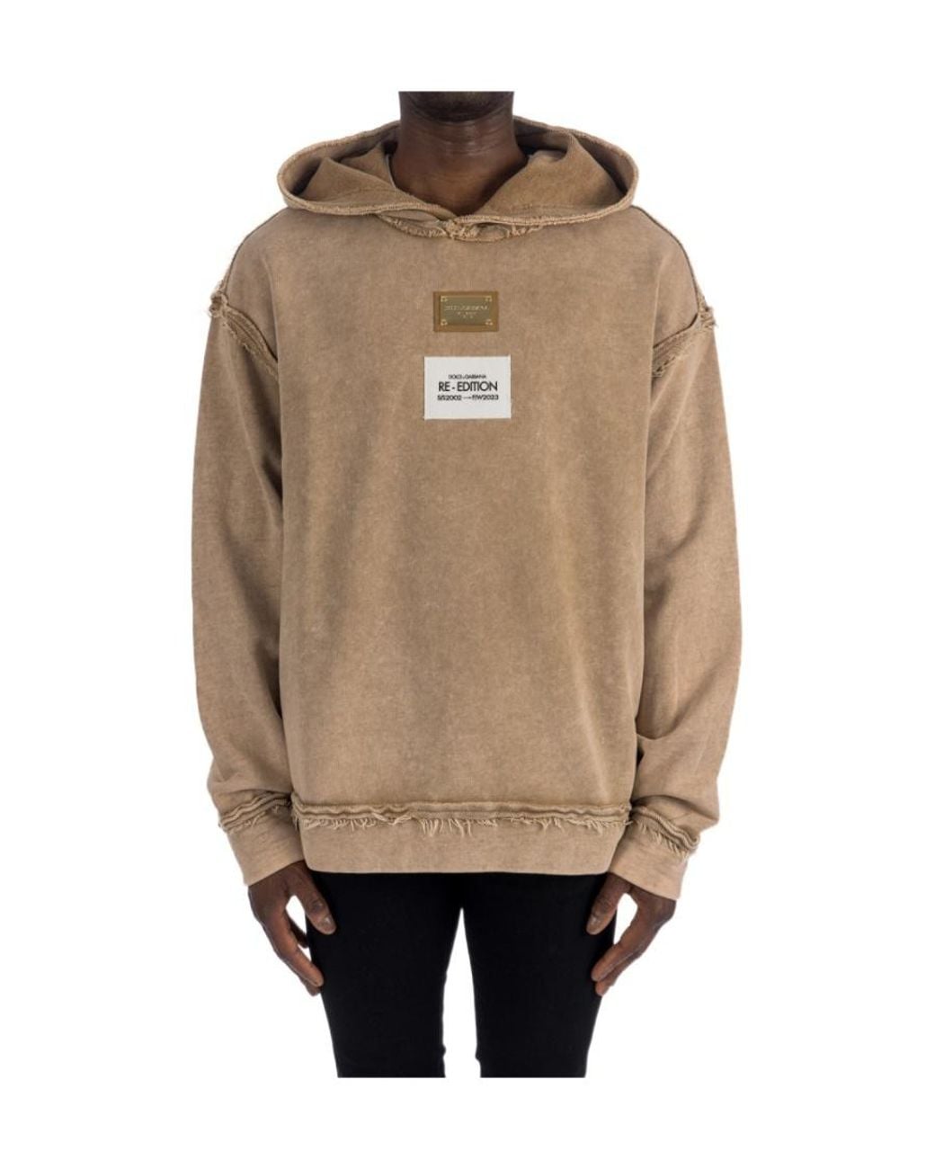 Dolce & Gabbana Natural Logo Plaque Hoodie for men