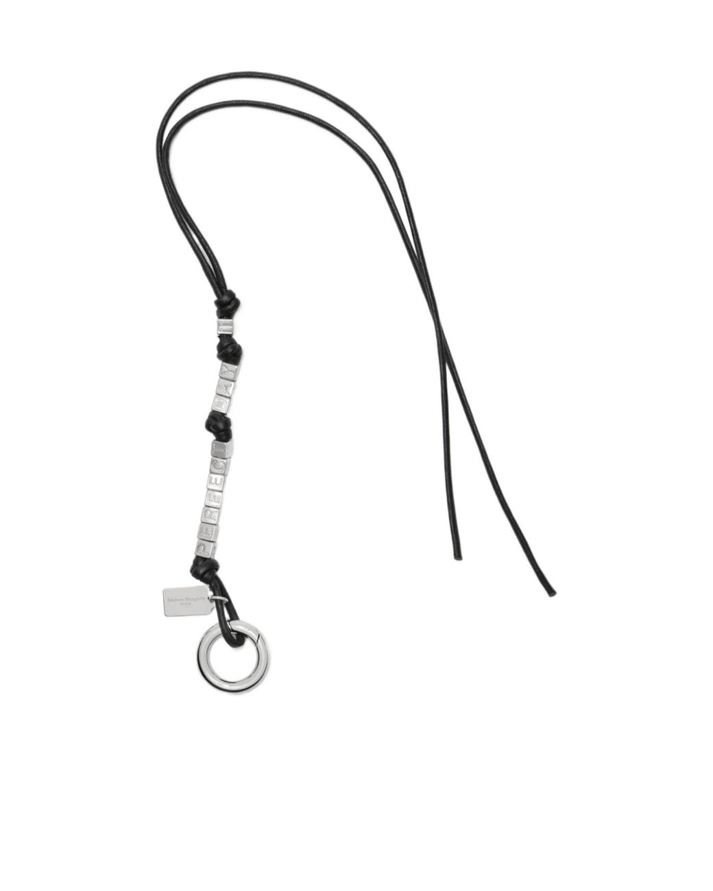 Maison Margiela White Beaded Long Keychain for men