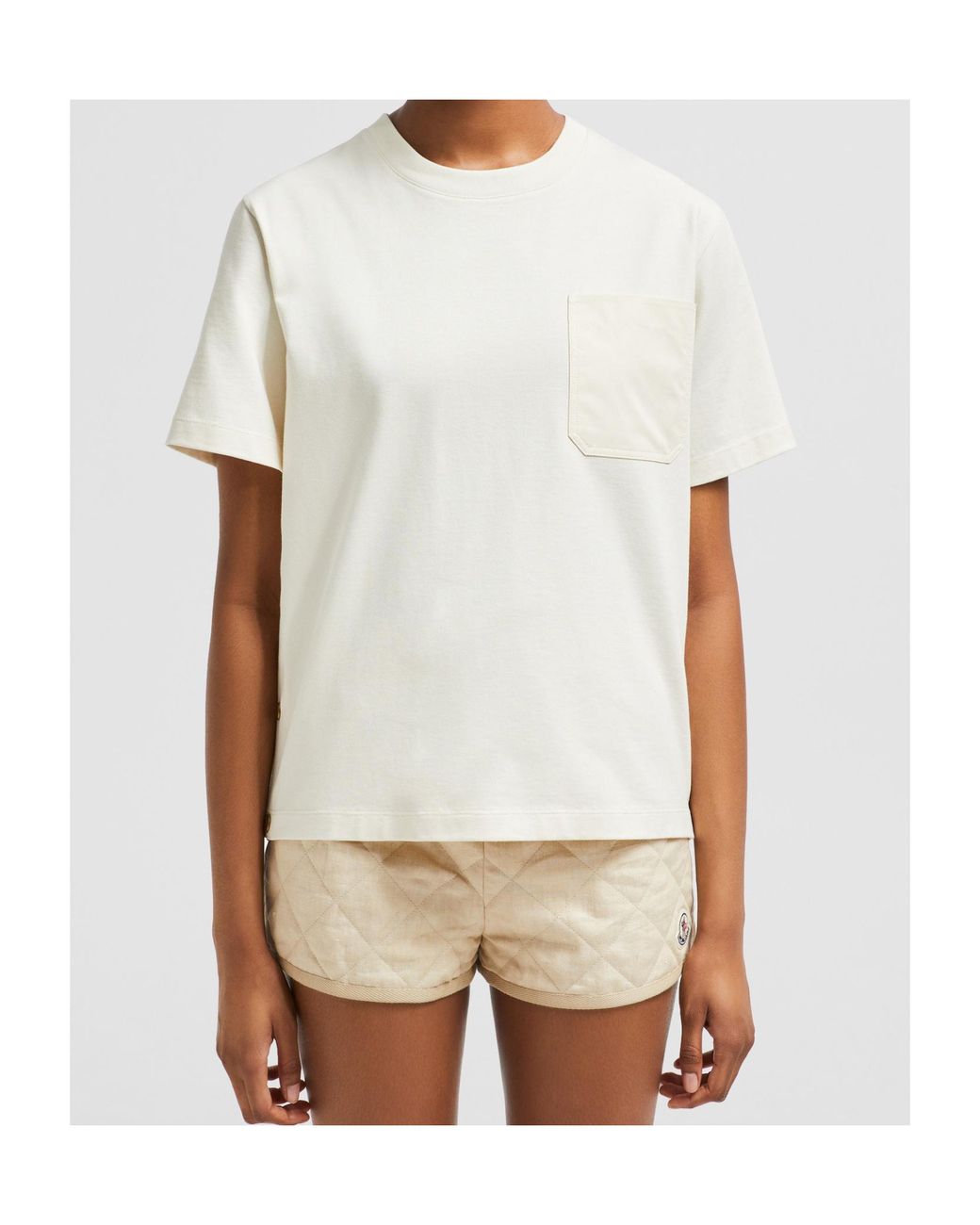 Moncler White Logo Patch Crewneck T-Shirt